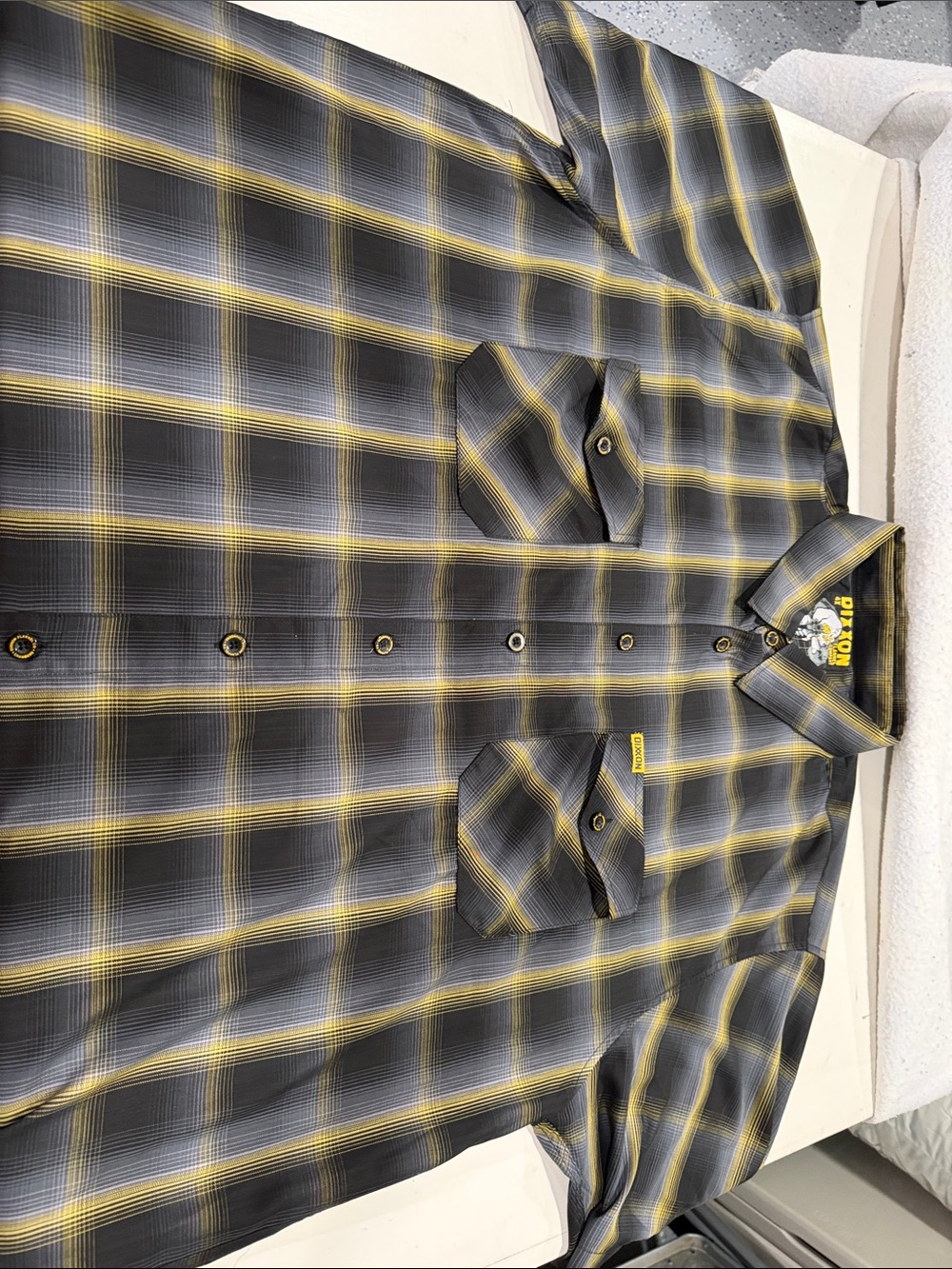 Men's Black and Yellow Plaid Button-Up Shirt DIXXON